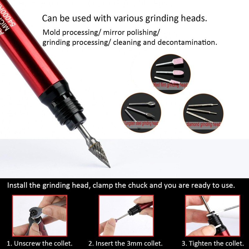 Mini Stick Grinder Pencil Sander Compressed Air with 3.175 mm