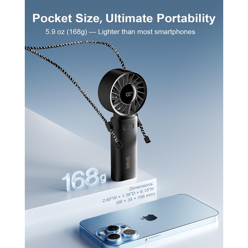SOTHING Handheld Fan, 3-in-1 Design, with 1-100 Stepless Speeds, 19hrs