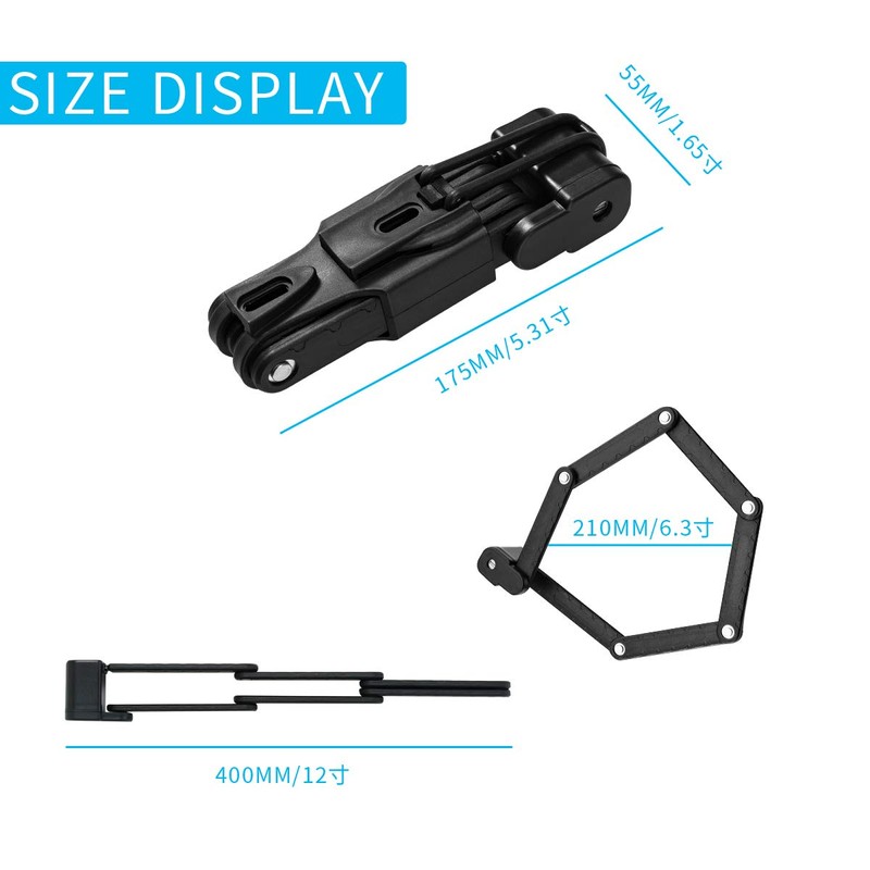 Surplex Secure Folding Lock with Holder Bicycle Lock Key Long,