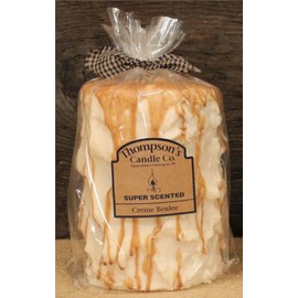 Thompson's Candle Co Super Scented LG (44 oz) Pillar 200 Hrs "Creme Brulee"