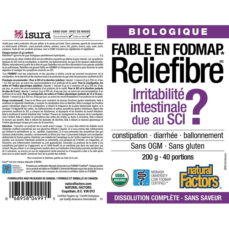 Natural Factors - Reliefibre 200 g - 40 Servings, Unflavoured