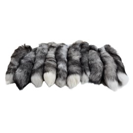 Lot of 10 Indigo Fox Tails, Real Fur Genuine Fox Tails