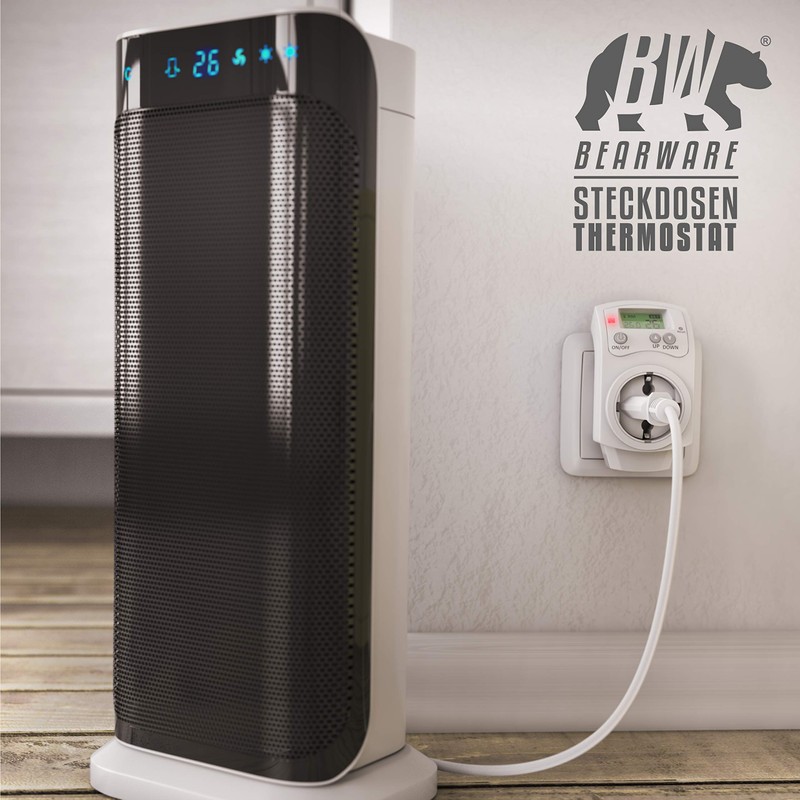 CSL Digital Thermostat Socket, Plug Thermostat, Heating Thermostat with Temperature