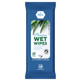 MED PRIDE Premium Wet Wipes – 68 Extra Large 8"x10" Body Wipes with Aloe & Lanolin – Alcohol-Free Hypoallergenic Mild Scented Wet Wipes for Adults & Seniors (Pack of 68 Wipes)