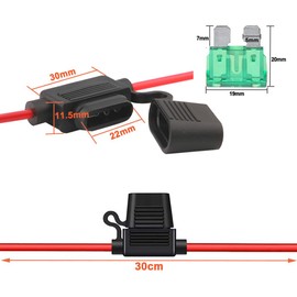 Aiqeer Pack of 5 32 V Medium Car Inline Blade Fuse Holder, Waterproof Car Inline Standard Blade Fuse Holder with 16 AWG Wire, Free Pack of 10 Standard Blade Fuses and Fuse Puller