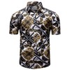 fohemr Outfit Men's Baroque 2-Piece Golden Chain Pattern Shirt Shorts