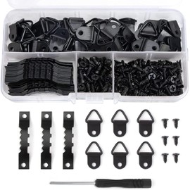 Snokay Picture Hanger and Hook Set - 251 Pieces of Frame Hanging Hardware, Sawtooth Hanger, and Wall Hanging Kit for Wooden Frames - Black - with Compartment Box