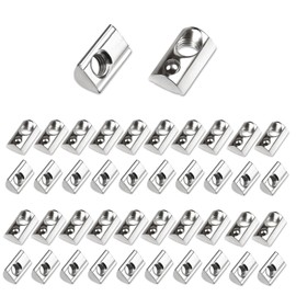 KUKUJIWA M6 42 Pieces Aluminium Profile T-Slot Nuts with Ball Groove, Slot Blocks Screws Set 30 Series M6 Aluminium Profile, Carbon Steel Sliding Nut with Spring Ball