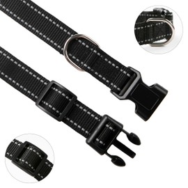 OEFEO Reflective Dog Collar for Small,Medium, and Large Dogs,Ajustable Nylon Dog Collars with Quick Release Buckle,Black XS