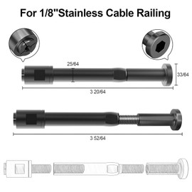 [Patent] BLIKA 10 Pack 1/8" Black Swageless Invisible Cable Railing Kits for Deck Stair Railing, T316 Stainless Steel, Swageless Cable Fittings for 2"x2" Wood/Metal Posts, Black Cable Railing Hardware