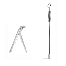 BEZANO Stainless Steel Grill Grate Lifter Gripper and Ash Tool Grill Accessories Works for Big Green Egg Primo Grill Dome Kamado Joe Charcoal Grill Smoker (GG+at)