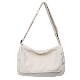 Canvas Messenger Bag for Women Men Vintage Satchel Bag Aesthetic Crossbody Shoulder Bag Casual Sling Bag (A-Offwhite)