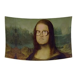 Meme Funny Mona Li-sa Flag Banner 3x5Ft Banner For College Dorm Room Man Cave Frat Wall Outdoor Dec