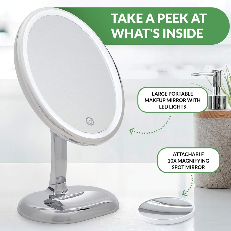 Oval Personal Makeup Mirror with Lights - Magnifying Mirror Light
