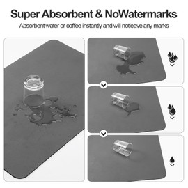 Ecotrim - Dish Drying Mat for Kitchen Counter | Coffee Bar Mat for Countertops | Heat Resistant Drainer Mat with Non-slip Rubber Backed | Hide Stain Kitchen Absorbent Draining Mat | Dark Grey 18"x32"
