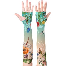 YPHCDO Gardening Sleeves for Women Farm Sun Protection Thorn Proof Green Dragonfly
