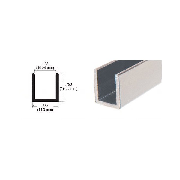 CRL Satin Nickel Frameless Shower Door Aluminum Deep U-Channel for 3/8" Thick Glass - 95 in long