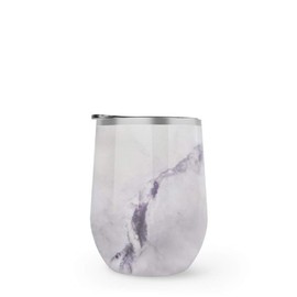 Maars Drinkware BEV Steel Insulated Wine Glass Tumbler, 12 oz, Marble
