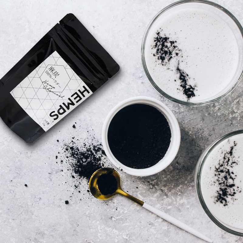 【HEMPS】 麻炭 100％ パウダー 45g 大容量 | 大手オーガニックスーパー取扱 | チャコールクレンズ