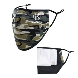 Cotton Fabric Reusable Beard Face mask For Bearded Men With Nose Wire And Filter Pocket Three Layers Adjustable Reusable Washable (Camouflage, Short)