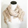 aesthetinc Solid Color Oversized Shredded Fringe Square Shape Scarf Wrap