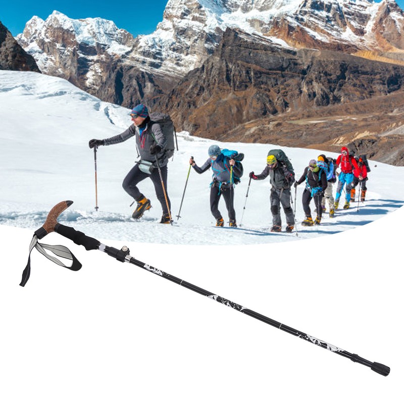 Trekking Pole Hiking Walking Stick 5 Fold Curved Handle Ultra