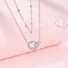 Micory Women's Double Ring Necklace, 925 Silver, Circle Pendant, Jewellery