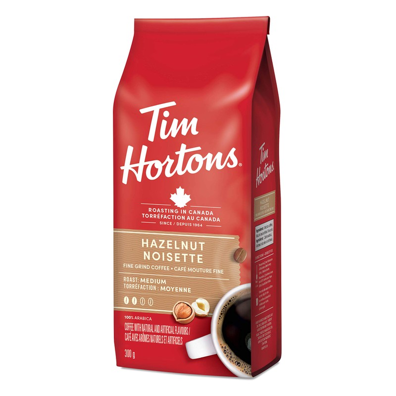 Tim Hortons Hazelnut, Fine Grind Coffee, Medium Roast, 300g Bag