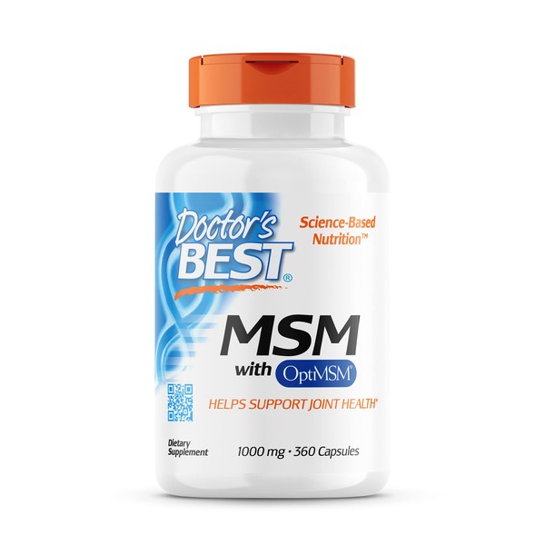 Doctor's Best MSM with OptiMSM, Joint Support, Immune System, Antioxidant and Protein-Building Role, Non-GMO, Gluten Free, 1000 mg, 360 Capsules