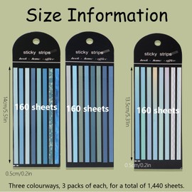 Realand 1440pcs Transparent Highlighter Tape, Long Reusable Highlight Strips Book Highlighters Removable, Sticky Note Tabs for Annotating Books Aesthetic Annotation Supplies