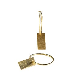 Gold Hoop Earrings for Women – Square Modern Minimalist Hoop Earrings with Rectangular Saint Valenine