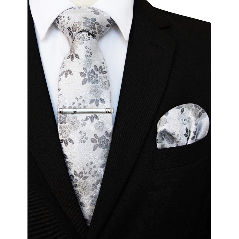 JEMYGINS Mens Floral Ties and Pocket Square Sets with Tie