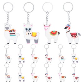 Pilikoll Pack of 16 Alpaca Keychains, Alpaca Hanging Keyrings, Decorative Animal Pendants, Key Fob Alpaca Key Fob for Party Bags, Children's Birthday Parties, White