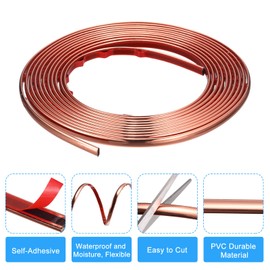 uxcell Flexible Molding Trim Self Adhesive, 16.4Ft x 0.31Inch Peel and Stick Metallic Mirror Frame, PVC Metal Trim Molding for Wall, Car, Mirror, Door, Wardrobe, Home Decor (Rose Gold)