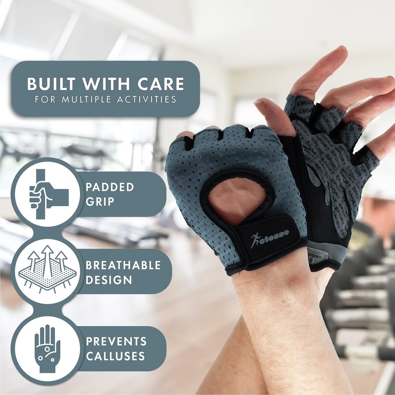 Actesso Breathable Fitness Gloves – Padded fingerless gloves for Biking,