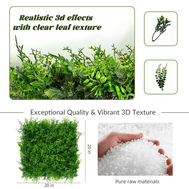 DOPGIB Greenery Faux Grass Wall Backdrop: 20"x20" (4P) UV-Anti Artificial