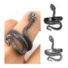 Dtup Elegante Anillo Serpiente Vivora Negra Plata