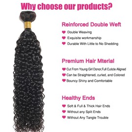 VENGSTI Human Hair Bundles Water Wave 28 30 32 Inch Brazilian 12A 100% Unprocessed Double Weft Wet and Wavy Quick Weave, Black Color, 300g
