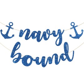 Navy Bound Banner,Military Navy Party Decorations, Boot Camp Bound, Navy Farewell, Welcome Ceremony Army Party Decorations Supplies, Blue Glitter