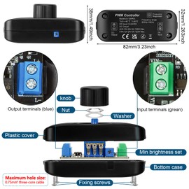 Aroidful Dimmschalter LED Dimmer DC 12-24V Schalter,Dimmer für LED 8A 192W dimmbar, Lüfter 5A 120W,Schwarz