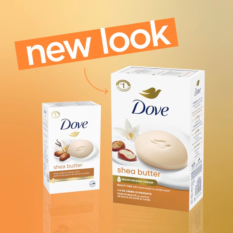 Dove Beauty Bar Soap Shea Butter 4 Count for Nourished,