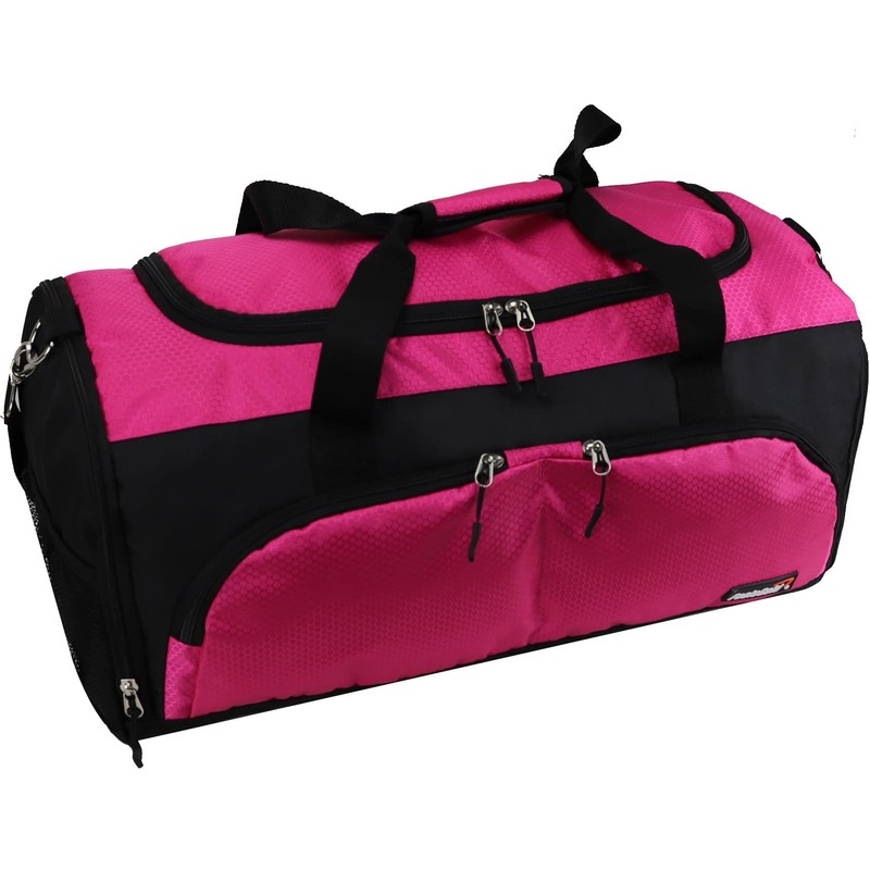 foolsGold Large Sports Holdall Duffel Bag - Black/Pink