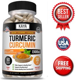 Curcumina de Cúrcuma con Bioperine Ultra Alta Absorción y Potencia 1300mg 60ct