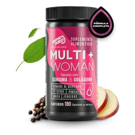 Multivitamínico Mujer Vitaminas Cúrcuma Colágeno Ácido Fólico Maca Vinagre De Sidra De Manzana Biotina Vitamina C Jengibre Pimienta Bpn Pro Multi Plus Woman 180 Cápsulas para Salud Integral