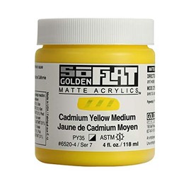 Golden SoFlat Acrylics, Cadmium Yellow Medium, 4 fl. oz./ 118ml Jar