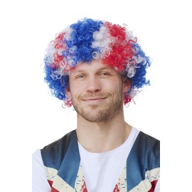 Smiffys Union Jack Afro Wig, Union Jack Fancy Dress, Union Jack Dress Up Wigs