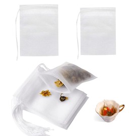 200 Stück Filterbeutel Tee Leere Teebeutel Taschen mit Kordelzug Teebeutel für Losen Tee Einweg mit Kordelzug Teefilter Taschen für Lose Gewürze Tee Kräuterpulver 7 X 9cm, 6 X 8cm
