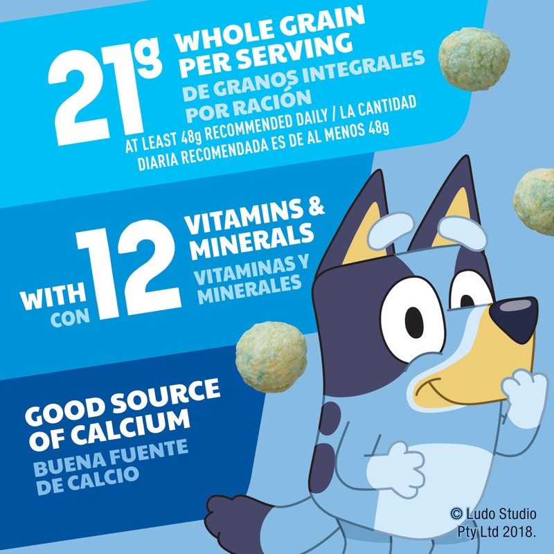 Bluey Cereal, Crispy Corn Cereal Puffs, Made with Whole Grain,