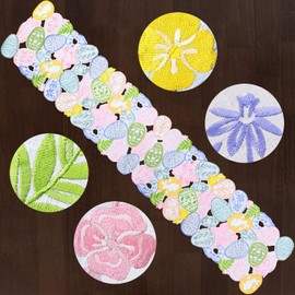 Grelucgo Embroidered Decorative Pink, Yellow, Green and Blue Table Runners for Easters (13x69 inches)