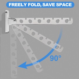 Wall Mount Coat Hanger,Folding Clothes Drying Racks,Sturdy Hanging Clothes Hanger,Laundry Room Drying Rack(6-Hole 1 Silver)